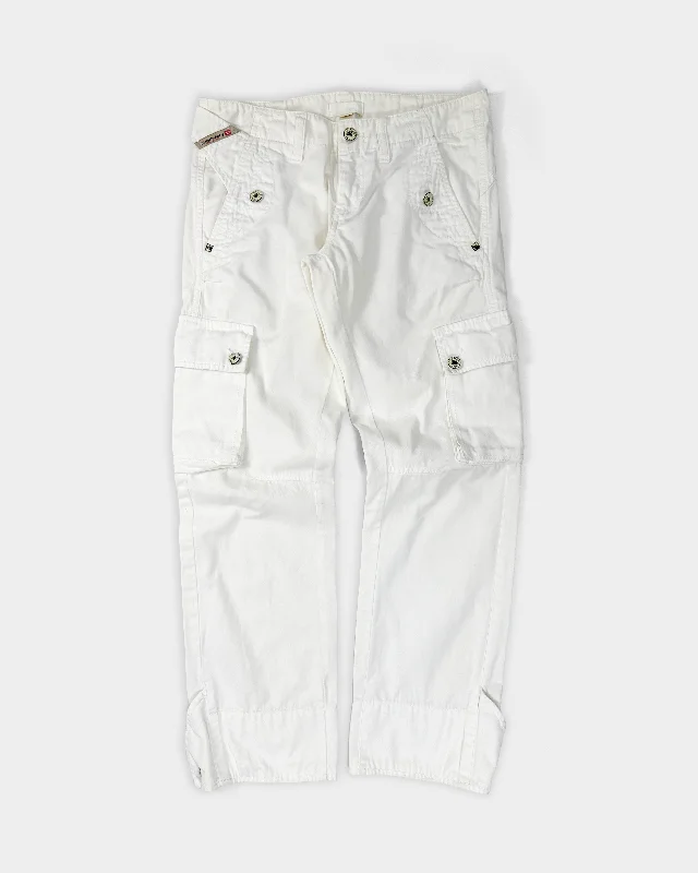 Diesel White Utility Cotton Pants 2000's Elegant Silk Pants