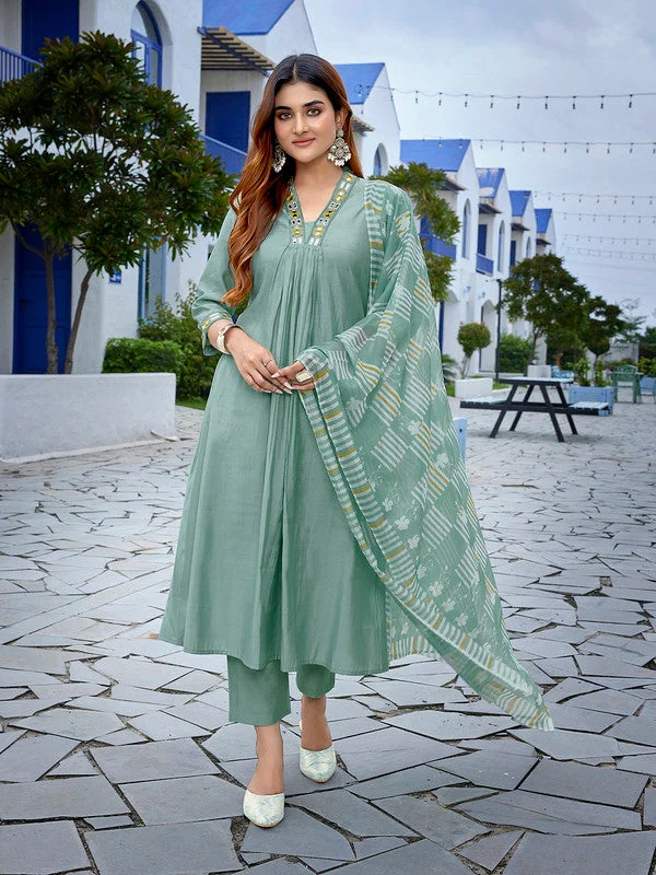 NOZ2TOZ Women's Viscose Solid Flared Kurta Pant With Dupatta - Light Green Slim-Fit Leggings NOZ2TOZ Women's Viscose Solid Flared Kurta Pant With Dupatta - Light Green Slim-Fit Leggings