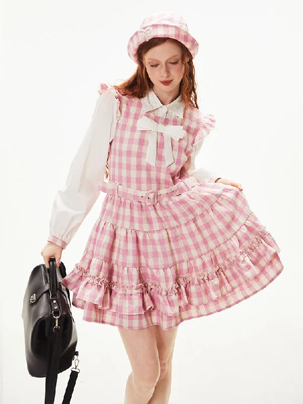 Gingham Check Ruffle Apron Dress & Hat【s0000003541】 Tunics Recommended stylist