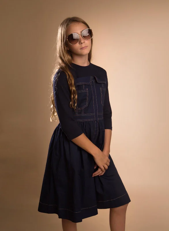 Navy Dress SNK1216 Tunics Prom sequined
