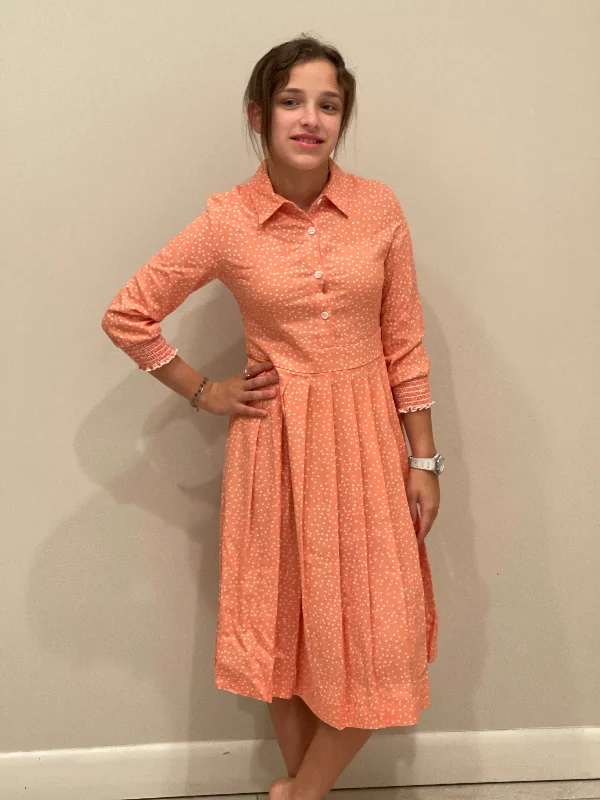 Coral Polka Dot Dress J211-3465 Tunics Ceremony elegant