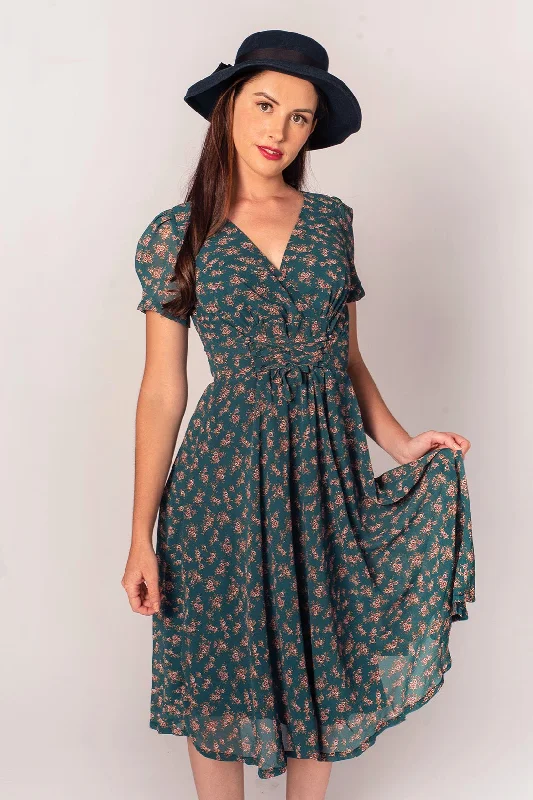 Fiorella Corset Teal Floral Dress Tunics Hiking breathable