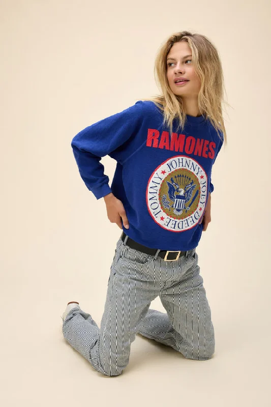 Ramones Gold Seal Reverse Raglan Sweatshirt Graphic Hoodie Design Print