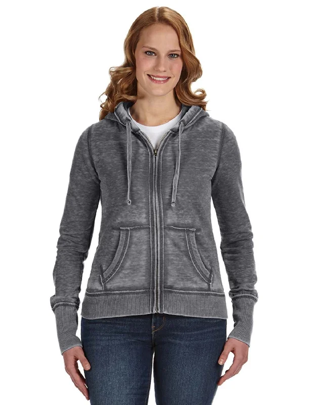 J America JA8913 Ladies' Zen Full-Zip Fleece Hooded Sweatshirt Hoodie with Zipper Placket Modern Functional