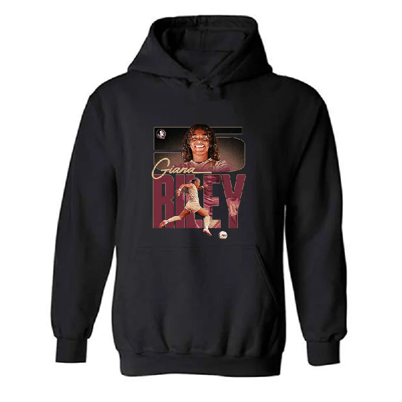 FSU - NCAA Women's Soccer : Giana Riley - Player Collage Hooded Sweatshirt Hoodie with Contrast Stitching Detailed Premium FSU - NCAA Women's Soccer : Giana Riley - Player Collage Hooded Sweatshirt Hoodie with Contrast Stitching Detailed Premium