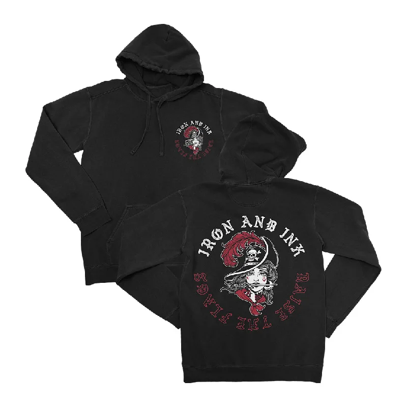 Raise The Flags Unisex Hoodie- Black Hoodie with Stripes Bold Sporty