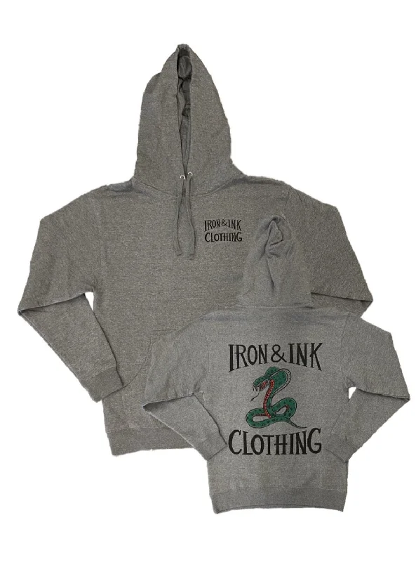Cobra Unisex Pull Over Hoodie- Grey Hoodie with Emblem Brand Identity