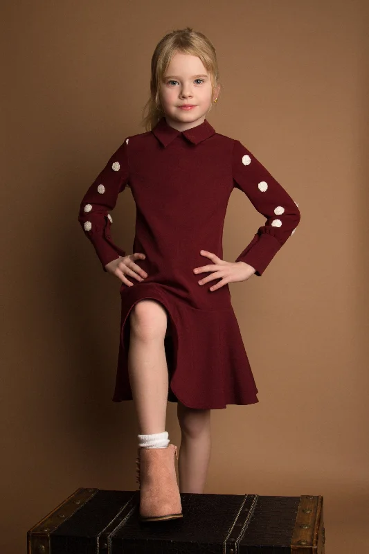 Maroon Dress SNK1006A- no collar Tunics Spring floral