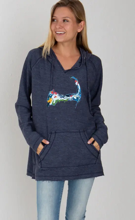 Cape Cod Reverse French Terry Hoodie -navy: XLarge Oversized Hoodie Comfort Casual