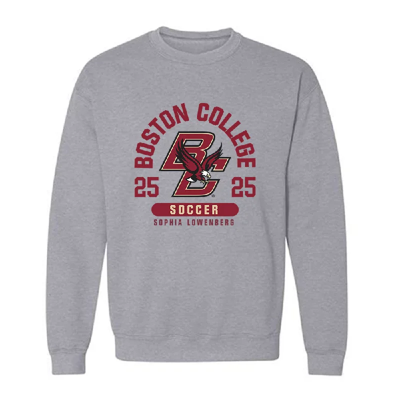 Boston College - NCAA Women's Soccer : Sophia Lowenberg - Sport Grey Classic Fashion Sweatshirt Zip Hoodie Drawstring Kangaroo Pocket