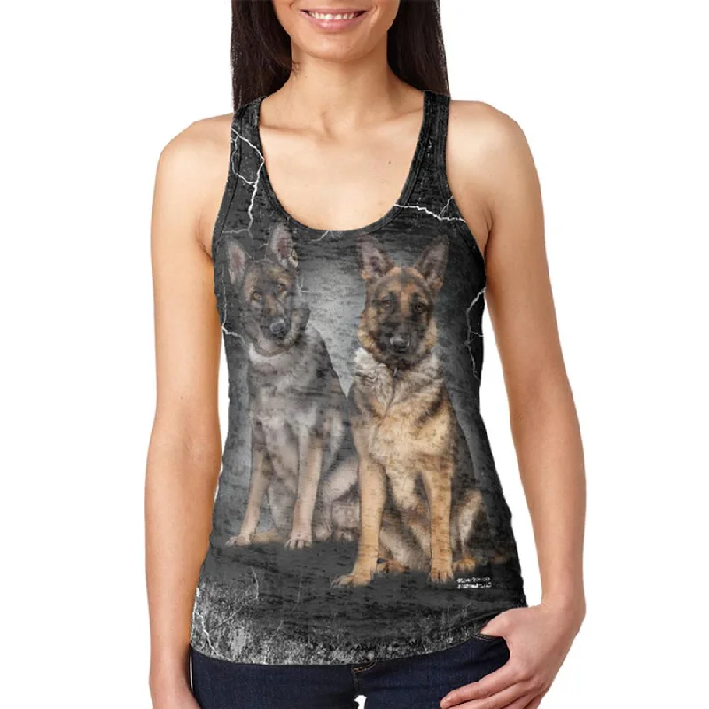 German Shepherds Live Forever Juniors Burnout Racerback Tank Top summer tank top