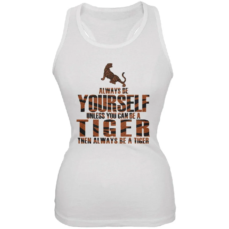 Always Be Yourself Tiger White Juniors Soft Tank Top sexy tank top