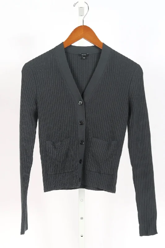 Merino Rib Cardigan - Slate Anti-Pilling Anti-Shrink Durable