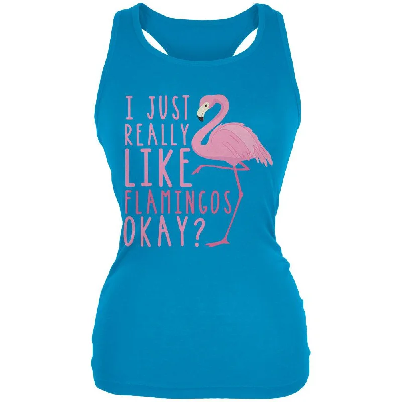 I Just Really Like Flamingos Juniors Soft Tank Top black tank top