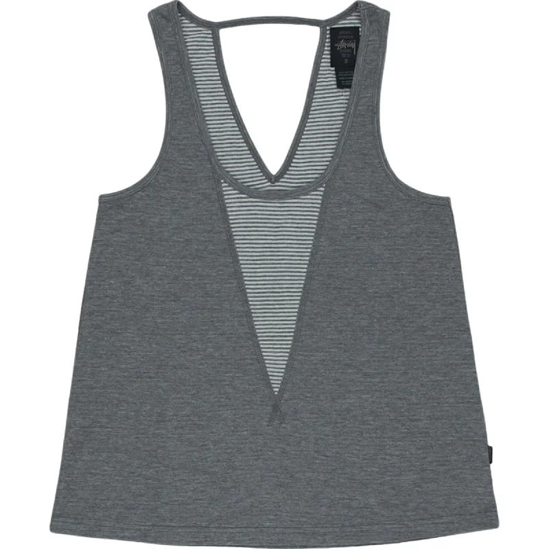 Stussy Grey Striped Tank Top flowy tank top
