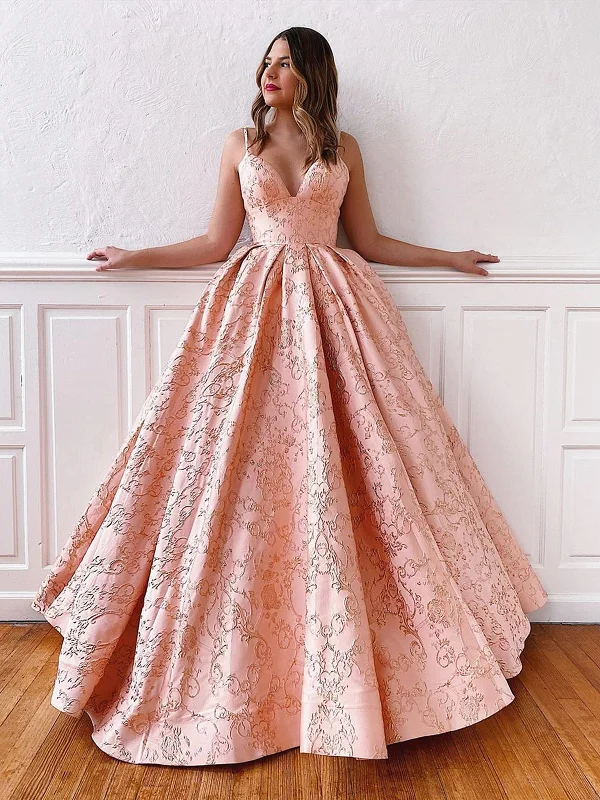 V Neck Pink Lace Prom Gown with Corset Back, Pink Lace Corset Back Prom Formal Evening Dresses V Neck Pink Lace Prom Gown with Corset Back, Pink Lace Corset Back Prom Formal Evening Dresses
