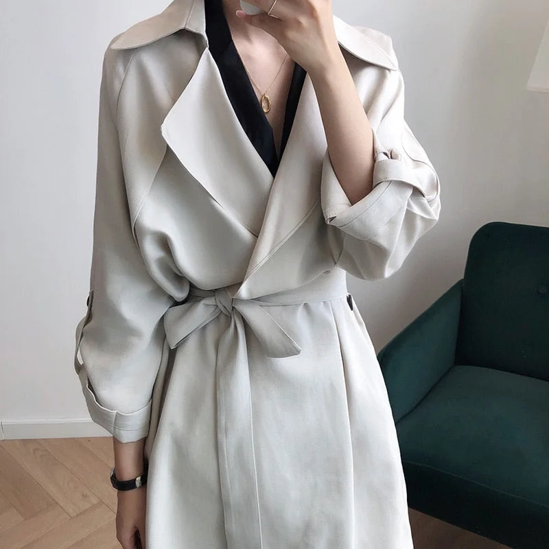 Fashion Women Trench Coat Solid Black Elegant Casual Overcoat Long Vintage Simple Korean Party Women's Jacket Spring MM60WFY Insulated Jacket Fitted Jacket Loose Jacket Fashion Women Trench Coat Solid Black Elegant Casual Overcoat Long Vintage Simple Korean Party Women's Jacket Spring MM60WFY Insulated Jacket Fitted Jacket Loose Jacket