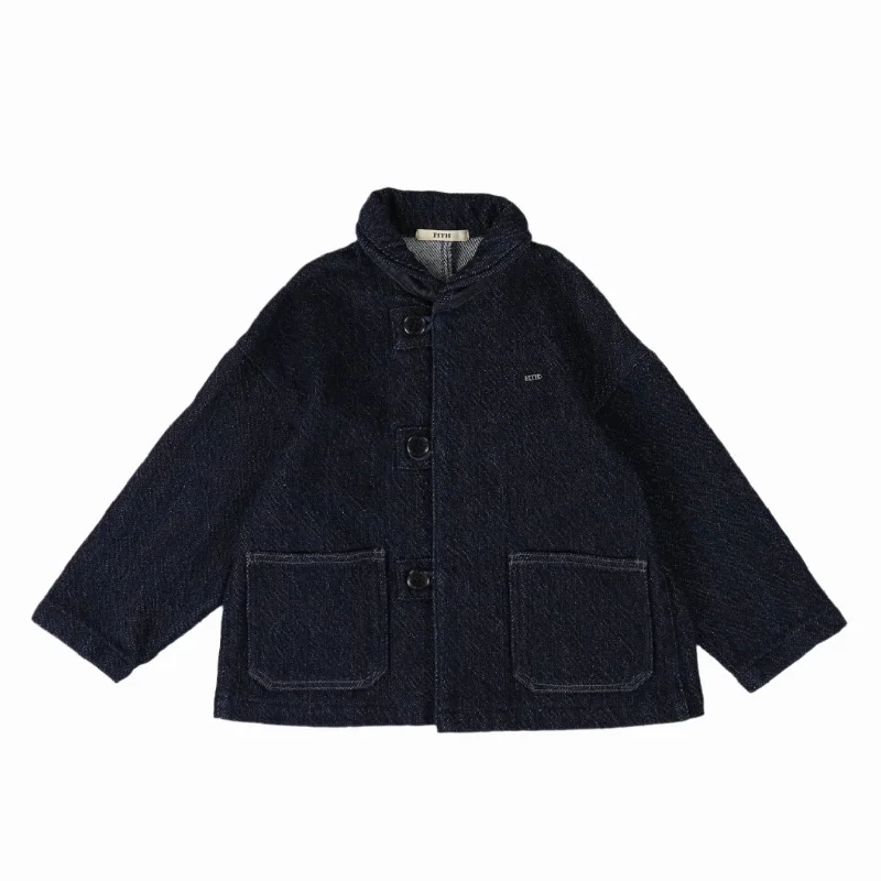 11 OZ JAPANESE SLAB DENIM JACKET Appliqued Jacket Beaded Jacket Sequined Jacket