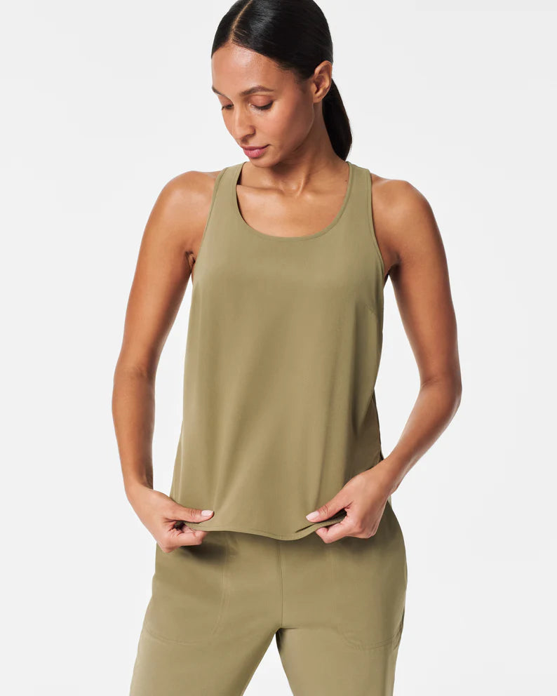 Casual Fridays Curved Hem Tank Tuscan Olive - SPANX sexy tank top