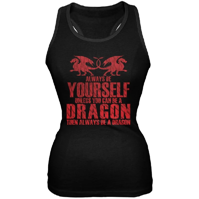 Always Be Yourself Dragon Black Juniors Soft Tank Top fashionable tank top