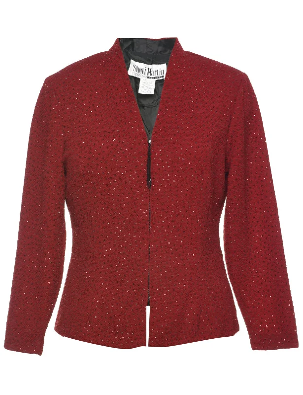 Metallic Finish Evening Jacket - L Oversized Jacket Tailored Jacket Straight Jacket
