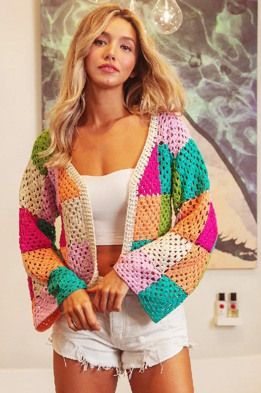 Multi Color Cardigan Knit Fabric Woven Fabric Fleece Fabric
