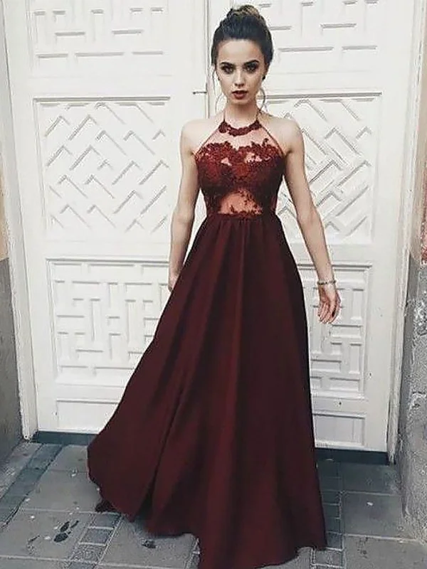 A Line High Neck Burgundy Lace Prom Dresses, Burgundy Lace Formal Graduation Evening Dresses A Line High Neck Burgundy Lace Prom Dresses, Burgundy Lace Formal Graduation Evening Dresses