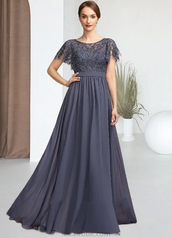 Myah A-Line Scoop Neck Floor-Length Chiffon Lace Mother of the Bride Dress With Sequins STK126P0014775 Myah A-Line Scoop Neck Floor-Length Chiffon Lace Mother of the Bride Dress With Sequins STK126P0014775