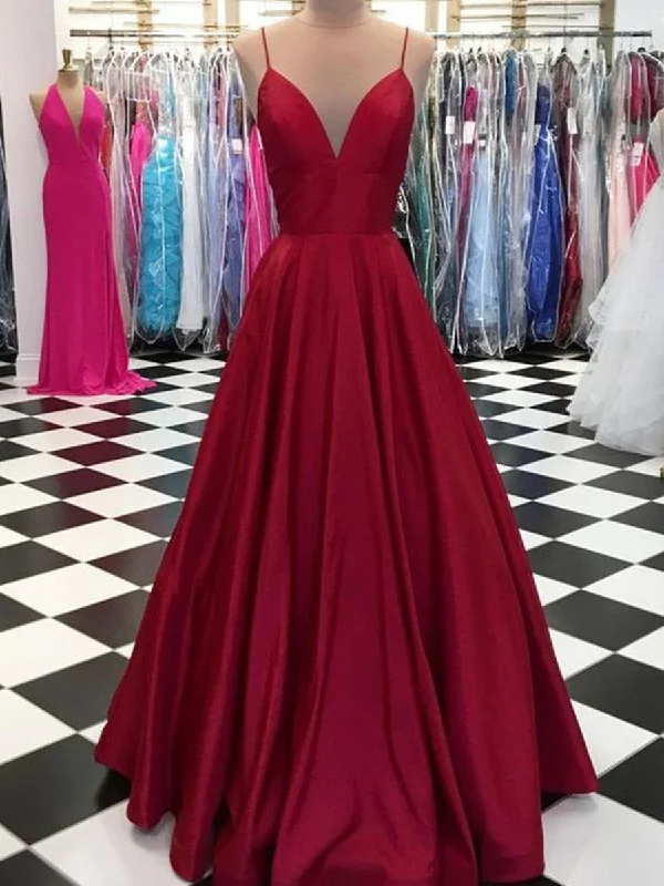 A Line V Neck Simple Burgundy Prom Dresses, Burgundy V Neck Formal Dress, Graduation Dress A Line V Neck Simple Burgundy Prom Dresses, Burgundy V Neck Formal Dress, Graduation Dress