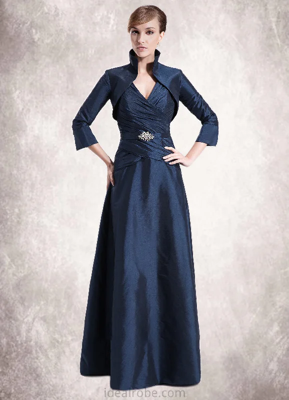 Jordin A-Line V-neck Floor-Length Taffeta Mother of the Bride Dress With Ruffle Beading STK126P0014807 Jordin A-Line V-neck Floor-Length Taffeta Mother of the Bride Dress With Ruffle Beading STK126P0014807