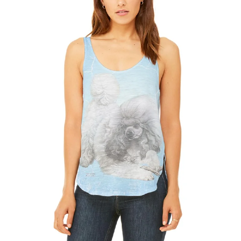 Poodle Live Forever Juniors Flowy Side Slit Tank Top grey tank top