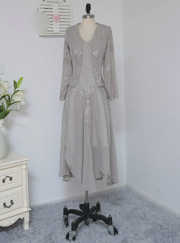Elegance Silver Mother Of The Bride Dresses A-line With Jacket Chiffon One-Shoulder Jacket Off-the-Shoulder Jacket Asymmetrical Jacket Elegance Silver Mother Of The Bride Dresses A-line With Jacket Chiffon One-Shoulder Jacket Off-the-Shoulder Jacket Asymmetrical Jacket