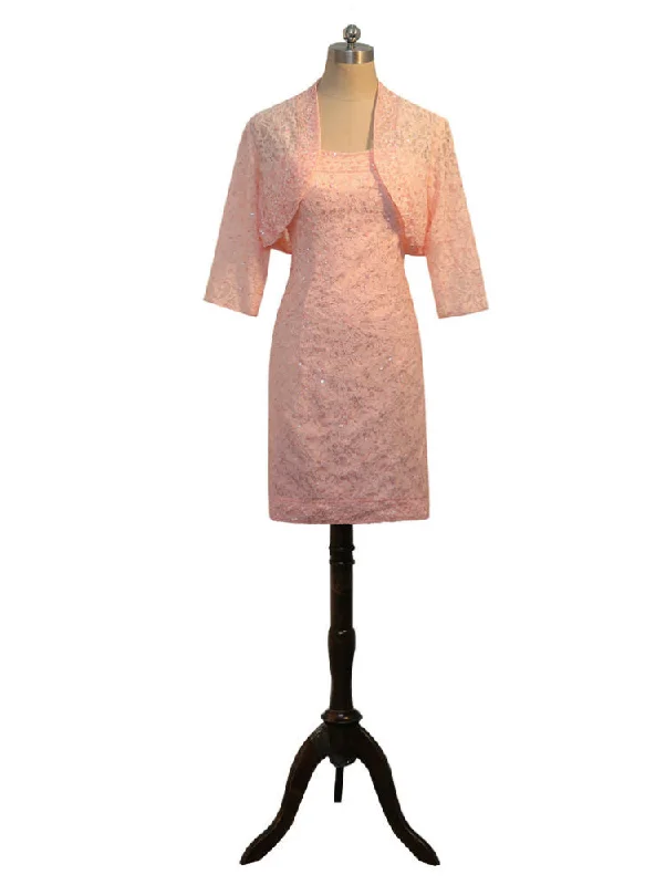 Sheath Knee Length With Jacket Pink Mother Of The Bride Dresses Chenille Jacket Brocade Jacket Lace Jacket Sheath Knee Length With Jacket Pink Mother Of The Bride Dresses Chenille Jacket Brocade Jacket Lace Jacket