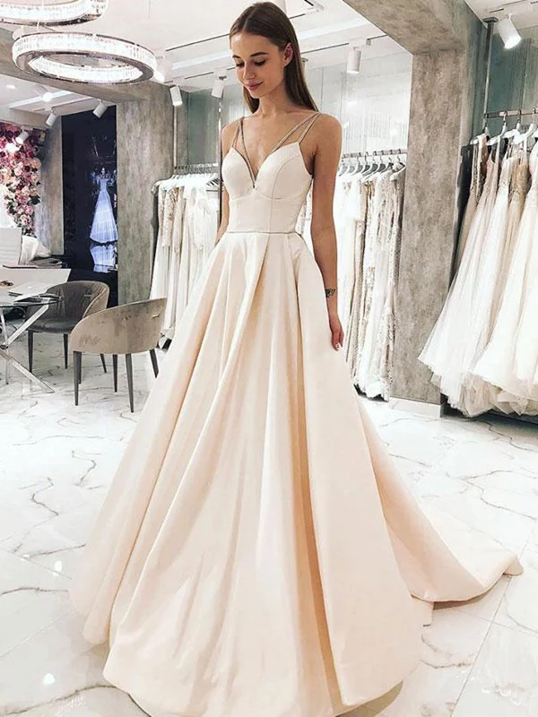 Sweetheart Neck Light Champagne Long Prom Dresses, Light Champagne Formal Graduation Evening Dresses Sweetheart Neck Light Champagne Long Prom Dresses, Light Champagne Formal Graduation Evening Dresses