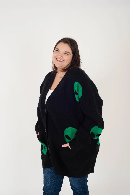 Curvy Alien Cardigan Beaded Cardigan Sequined Faux Fur