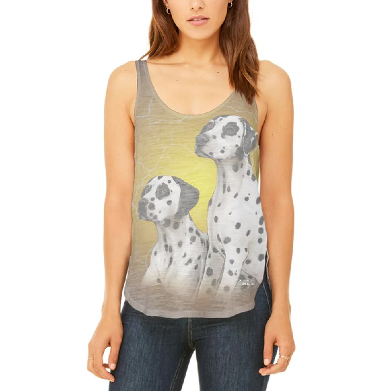 Dalmatians Live Forever Juniors Flowy Side Slit Tank Top sage tank top
