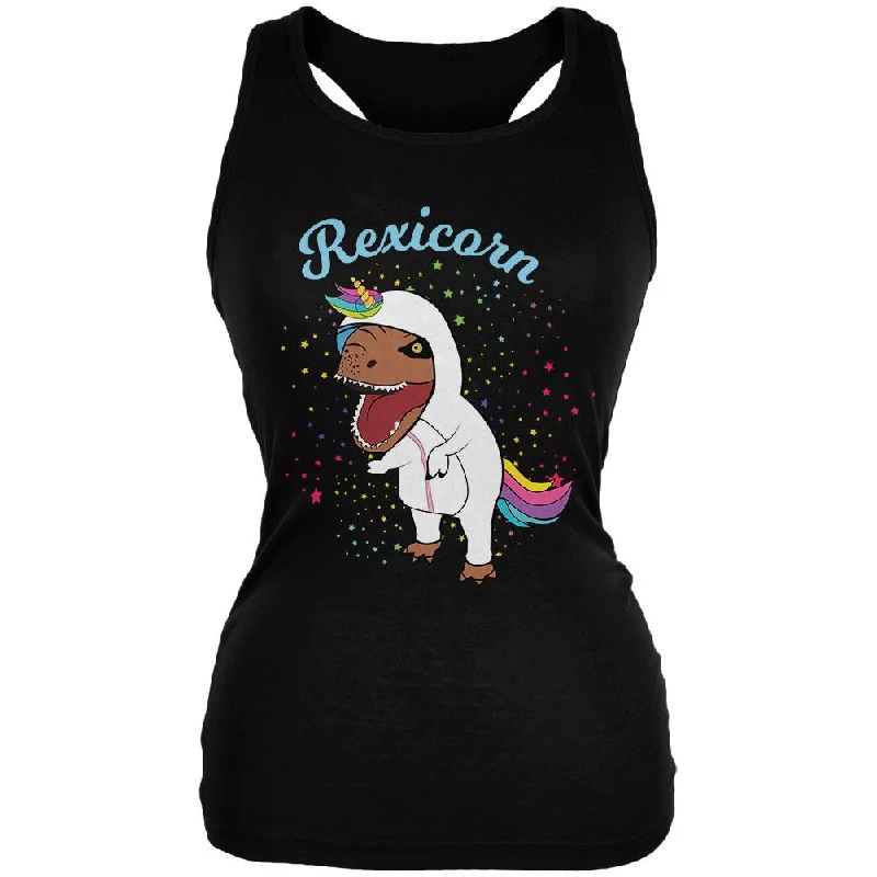 T-Rex Dinosaur in Unicorn Costume Rexicorn Juniors Soft Tank Top sage tank top