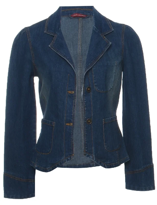 Indigo Denim Jacket - S Zippered Jacket Buttoned Jacket Snapped Jacket