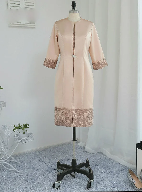 Stylish Mother Of The Bride Dresses Sheath With Jacket Satin Lace Applique Striped Jacket Polka Dot Jacket Floral Jacket Stylish Mother Of The Bride Dresses Sheath With Jacket Satin Lace Applique Striped Jacket Polka Dot Jacket Floral Jacket