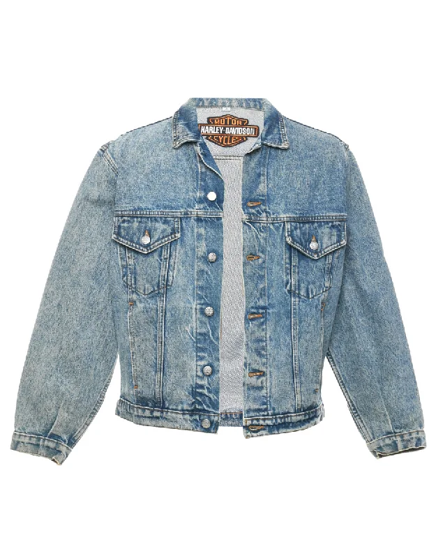 Harley Davidson Denim Jacket - S Embroidered Jacket Appliqued Jacket Beaded Jacket
