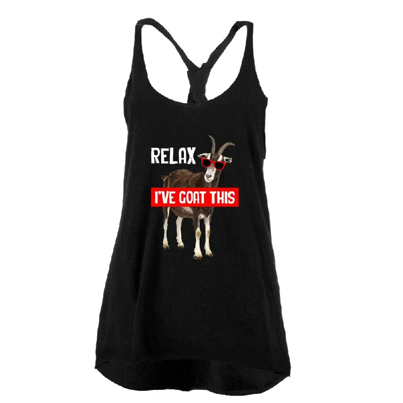 Relax I've Goat Got This Juniors Twist Tank Top peekaboo tank top