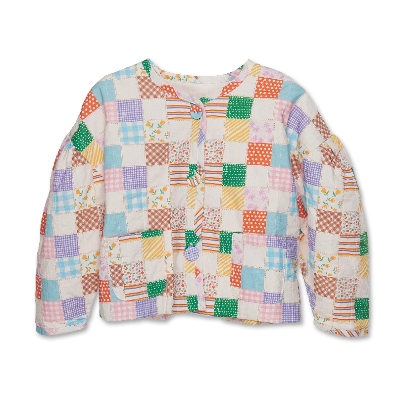 QUILTED PATCHWORK BOLLERO JACKET Striped Jacket Polka Dot Jacket Floral Jacket