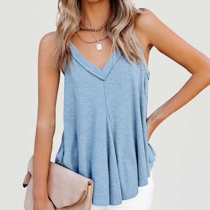 Sexy V Neck Cotton Sleeveless Tank Tops tie dye tank
