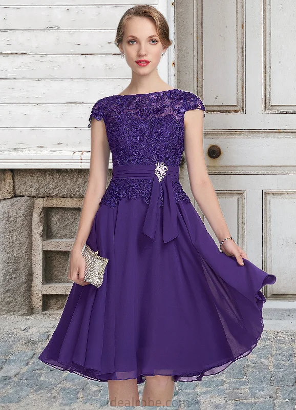 Ruby A-Line Scoop Neck Knee-Length Chiffon Lace Mother of the Bride Dress With Beading STK126P0014814 Ruby A-Line Scoop Neck Knee-Length Chiffon Lace Mother of the Bride Dress With Beading STK126P0014814