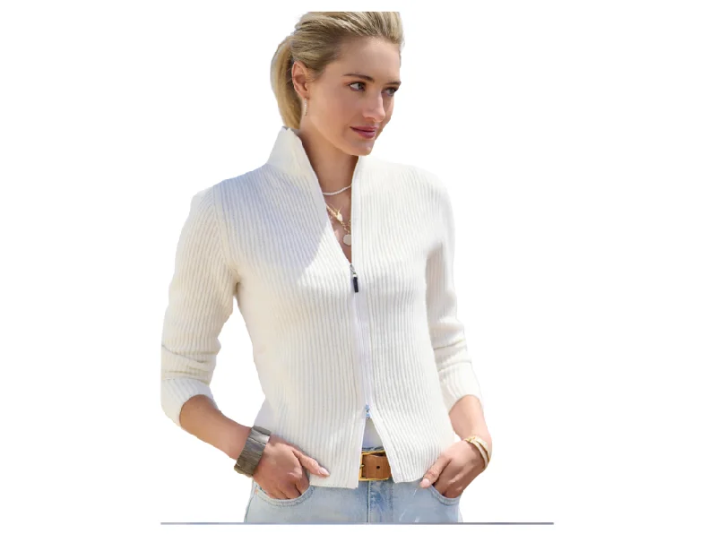 Brunello Cucinelli Mikaela White Cashmere Cardigan Collared Crew Neck Turtle Neck