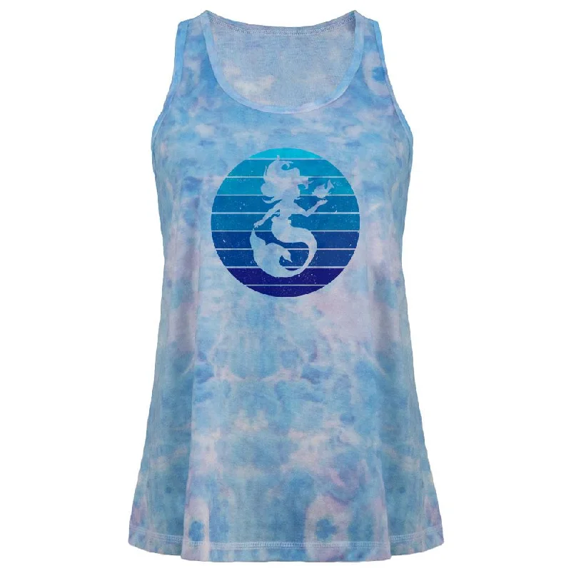 Mermaid Retro Ocean Blues Juniors Tie Dye Tank Top mint tank top