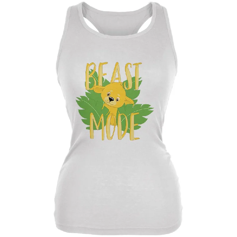 Beast Mode Cute Lion Cub Juniors Soft Tank Top grey tank top