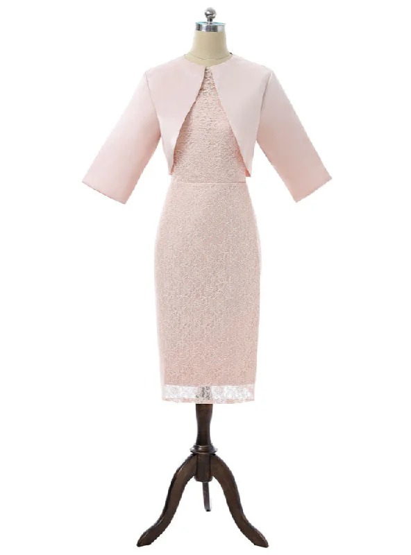 Sheath Knee Length Pink Mother Of The Bride Dresses With Jacket Nylon Jacket Polyester Jacket Spandex Jacket Sheath Knee Length Pink Mother Of The Bride Dresses With Jacket Nylon Jacket Polyester Jacket Spandex Jacket