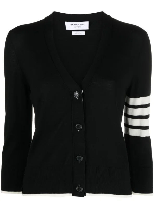 4-Bar virgin wool cardigan Fleece Cardigan Nylon Polyester