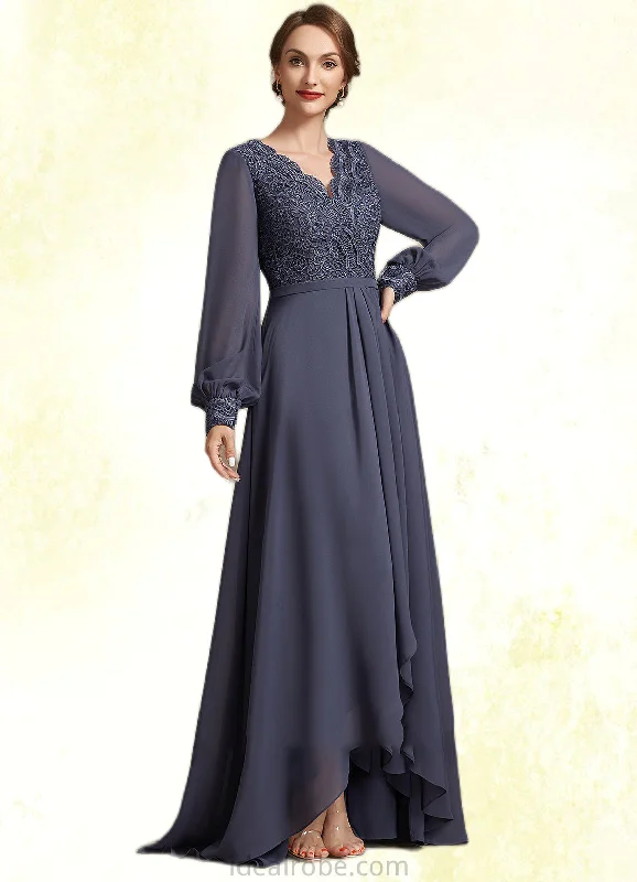 Logan A-Line V-neck Asymmetrical Chiffon Lace Mother of the Bride Dress STK126P0014809 Logan A-Line V-neck Asymmetrical Chiffon Lace Mother of the Bride Dress STK126P0014809